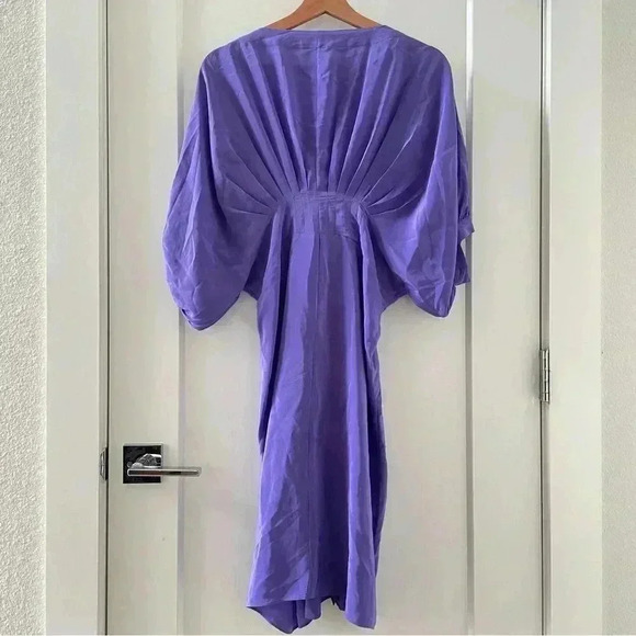 Ted Baker Purple Silk Y2K Puff Sleeves Dress Size 4 - Picture 2 of 10